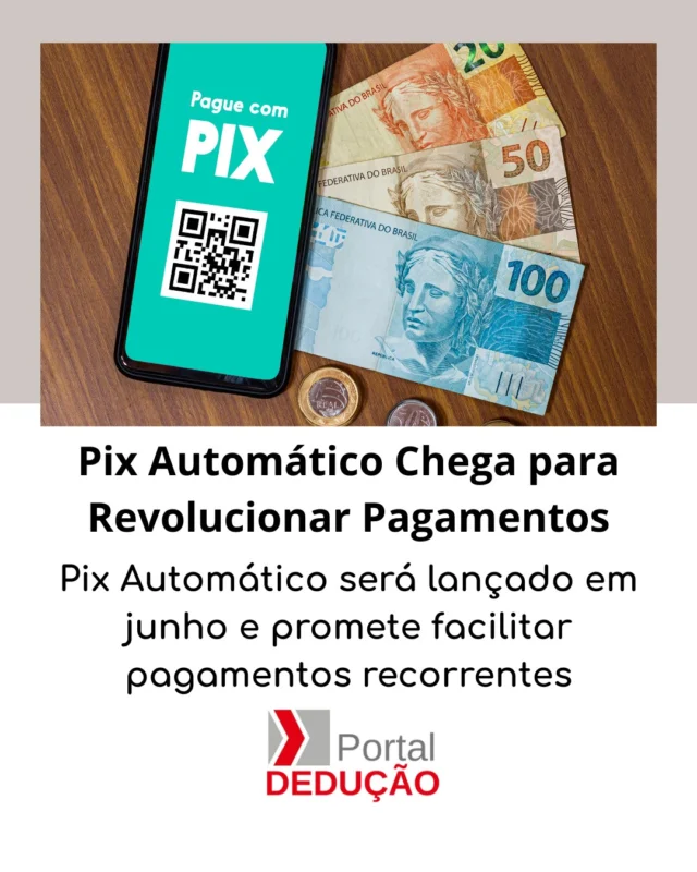 O Pix Automático será lançado em junho e promete revolucionar os pagamentos recorrentes no Brasil. A nova funcionalidade permitirá transferências programadas de forma prática e segura, facilitando operações como assinaturas, mensalidades e contas fixas. A iniciativa reforça a modernização do sistema financeiro e amplia ainda mais o uso do Pix no dia a dia dos brasileiros.

Quer entender como essa novidade pode impactar suas finanças? Leia o artigo completo no Portal Dedução!

#PixAutomatico #PagamentosRecorrentes #SistemaFinanceiro #Tecnologia #Inovacao #ModernizacaoBancaria #Financas #MeiosDePagamento #BancoCentral #PortalDeducao